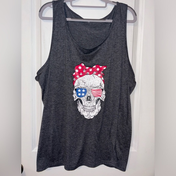 Patriotic skull lady tank, 2X, plus size - Picture 6 of 6